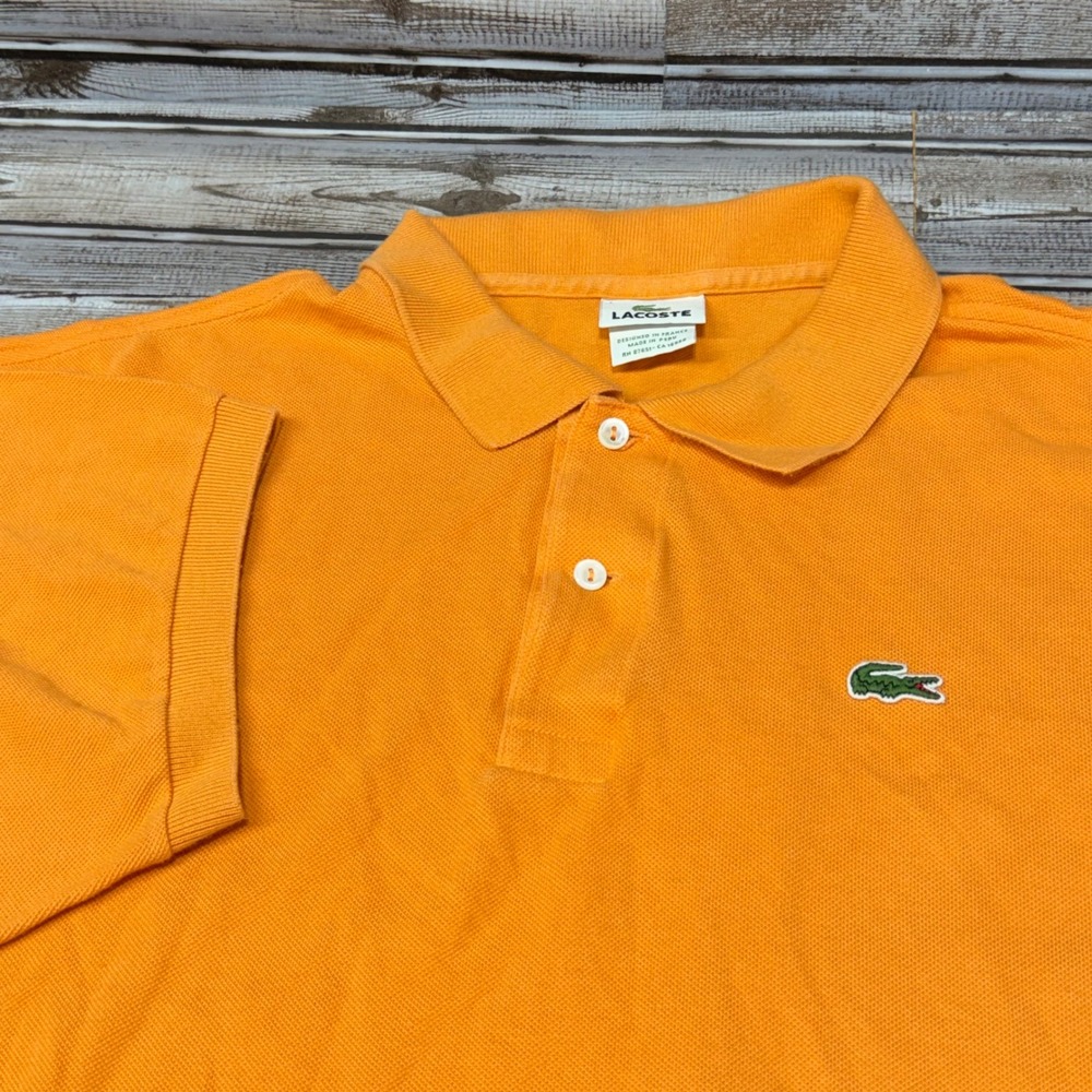 Lacoste Polo Shirt Mens 9 Faded Orange Short Sleeve Pique Cotton Classic Fit